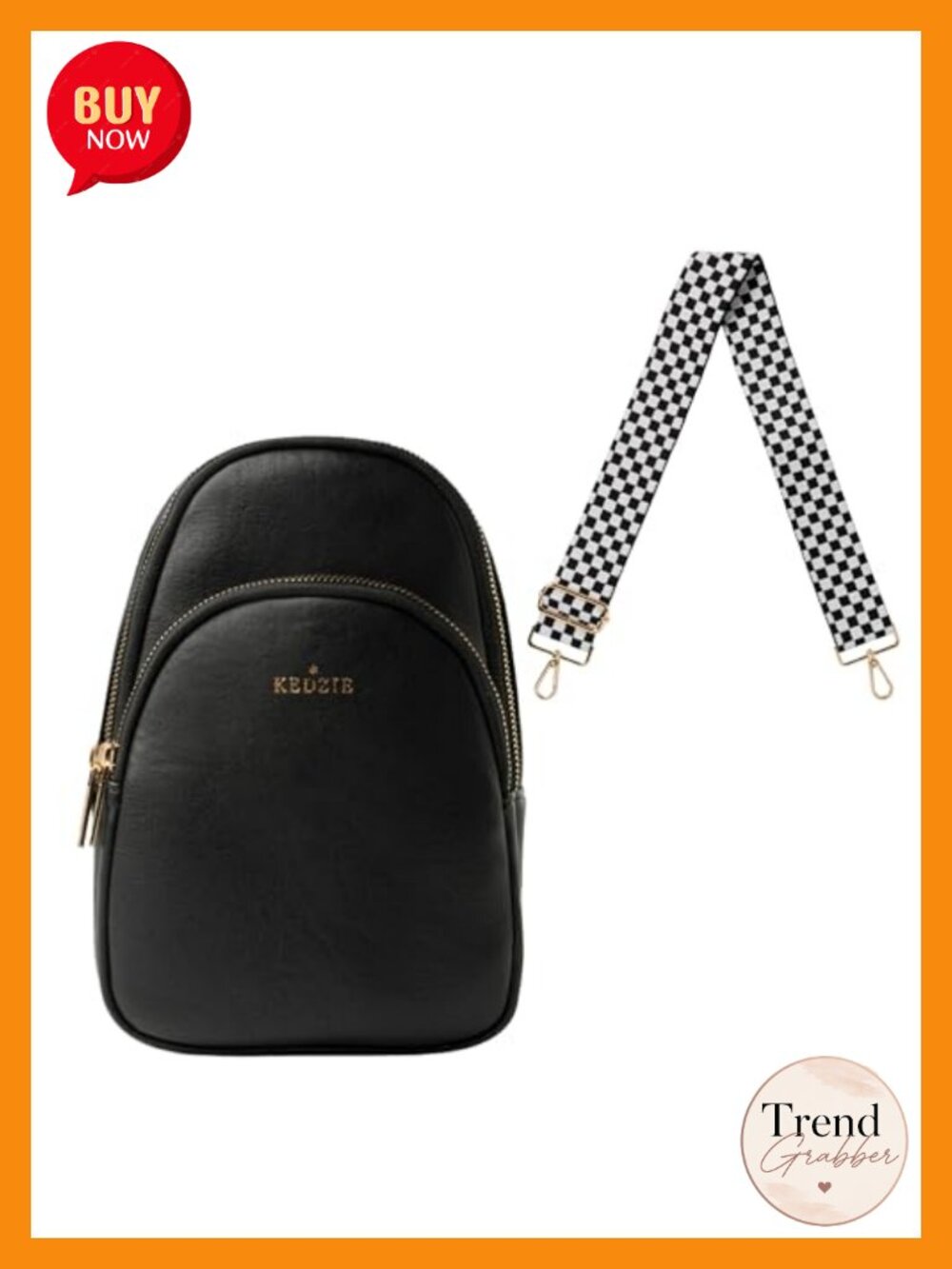 Vegan Leather Sling Bag Crossbody with Interchangeable Strap